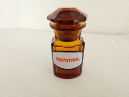 Emaille Glas  Apothekerflasche Naphthol mit Facettenschliff