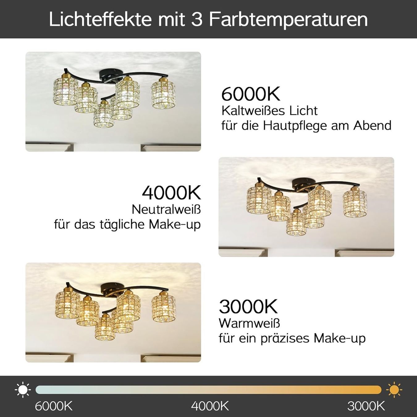 Kronleuchter & Deckenlampen: Vintage Deckenlampe Kristall Deckenleuchte Kronleuchter – Neu und originalverpackt aus Wittenbach von VELARO 3