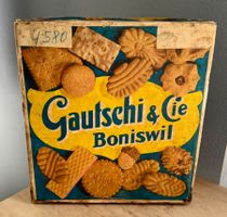 Antike Blechdose mit Papierbanderole GAUTSCHI Boniswil