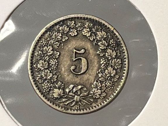 Tutti le monete: 5 Rappen 1877, Vorzüglich, Kat.: 145.-!!! – Usato da Tägerwilen venduto da Beata1sager 4