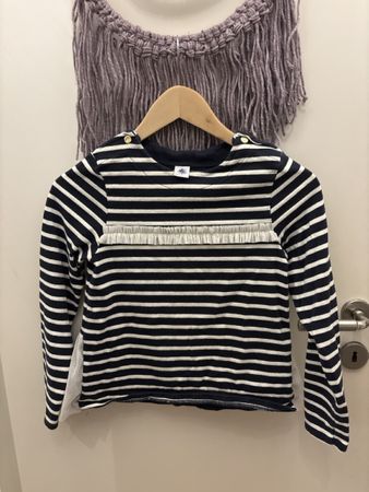 Petit Bateau Pullover, Gr.152, gestreift mit Tüll