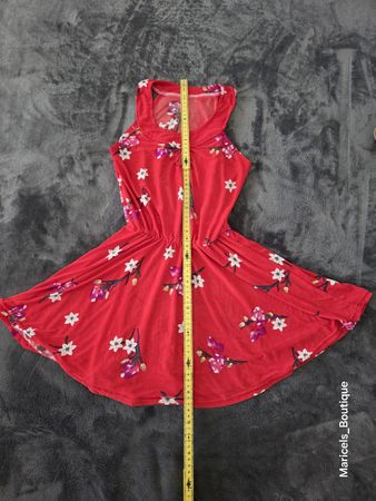 Red floral mini dress fits xxxs to xs for women