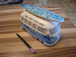 Tirelire combi vw splitty céramique vagues bleues