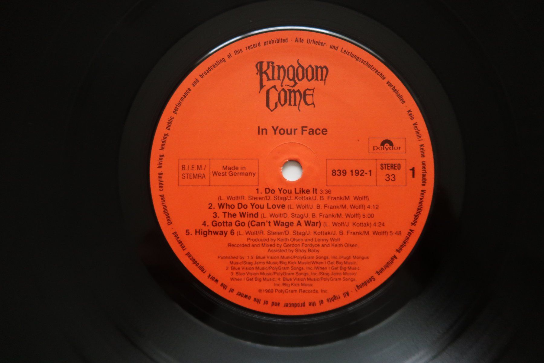 Schallplatten: KINGDOME COME - IN YOUR FACE - VINYL LP – Gebraucht aus Basel von Patiscat 2