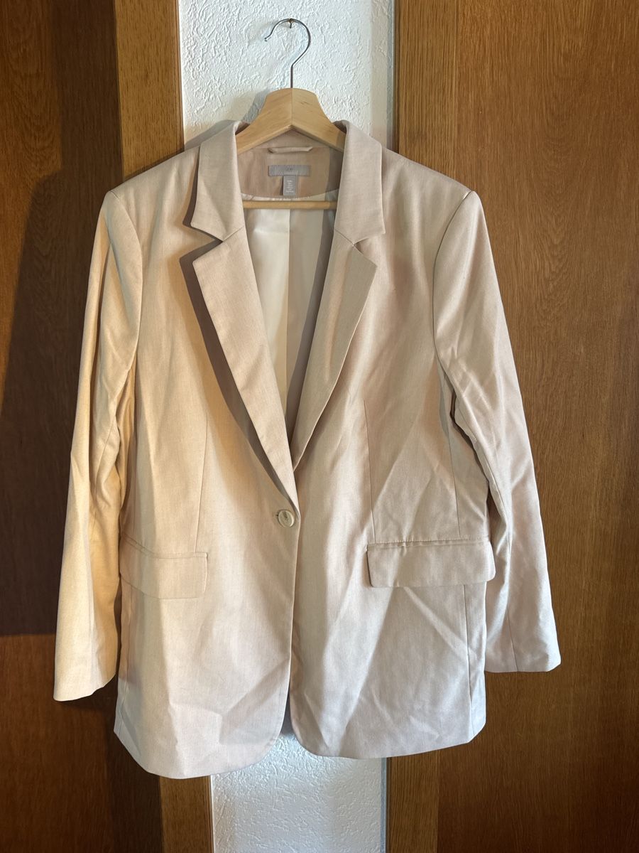 H&M Jacken: Long Blazer beige Leinenlook – Gebraucht aus Rohrbachgraben von kae_5lhf