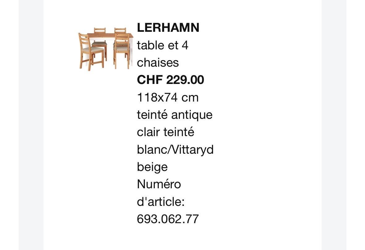 Ikea Tischset: Kitchen table IKEA LERHAMN – Gebraucht aus Genève von ang_5v9z 2