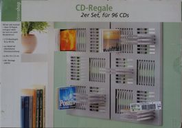 2er Set silberne CD-Regale aus Metall für 96 CDs, Top Zus...
