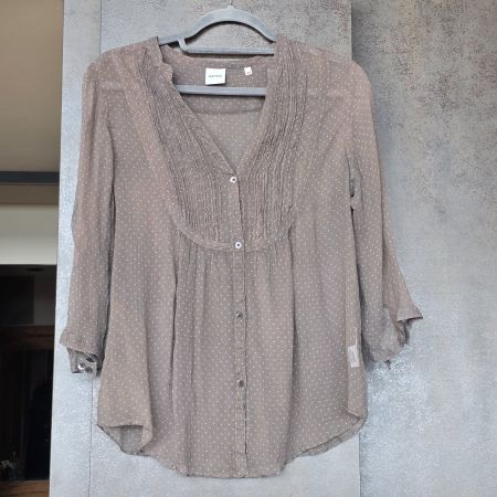 🐸 ASPESI BLUSE IN TAUPE WEISS GETUPFT 38 (IT 44) NEUWERTIG