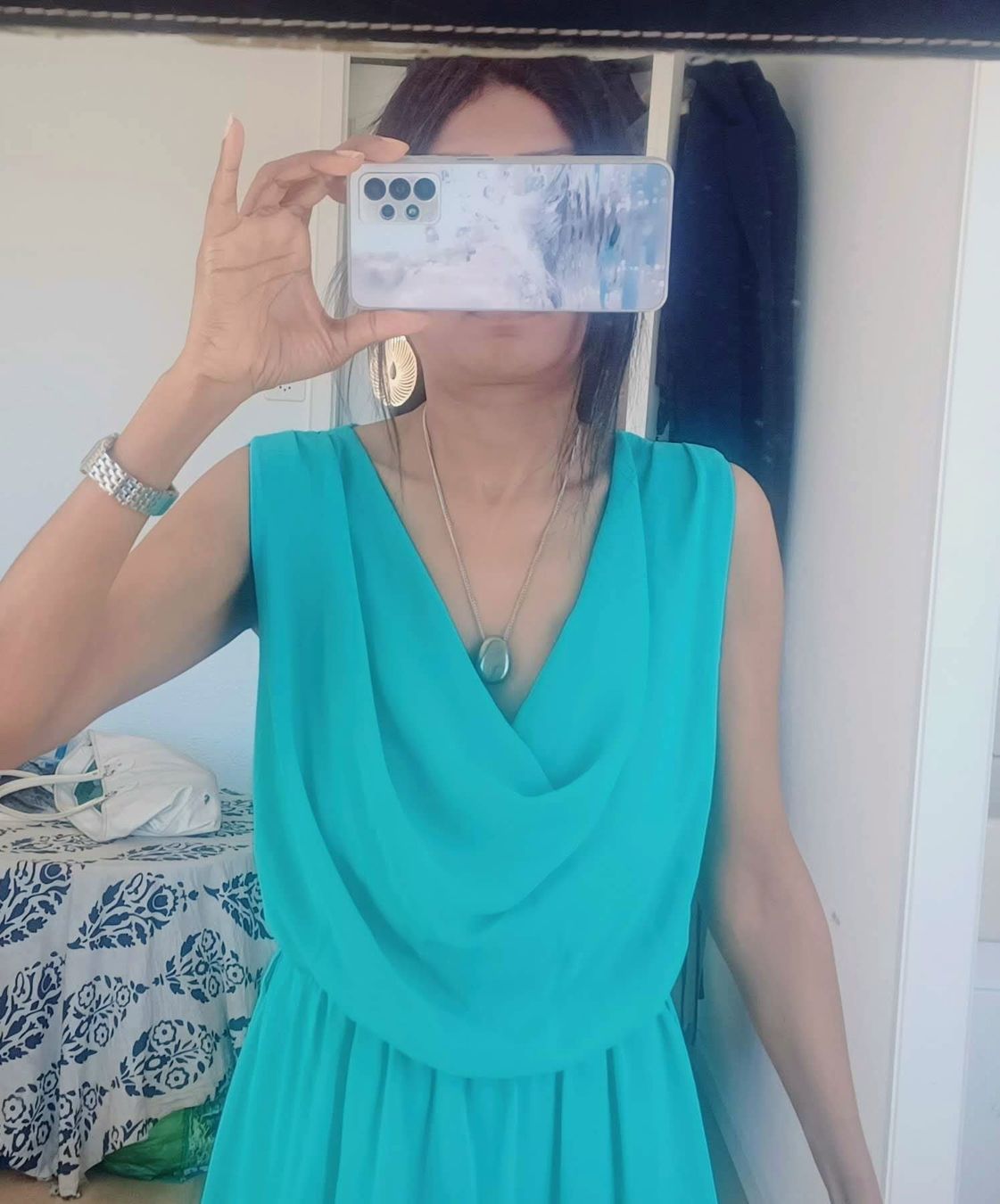 Kleider: Taille S Robe turquoise drappée avec dos couvert de dentelle – Neu (gemäss Beschreibung) aus La Chaux-de-Fonds von jen_h95m 6