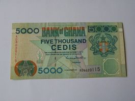 Banknote Ghana 5000 Cedis 1997 Bank of Ghana, Neu
