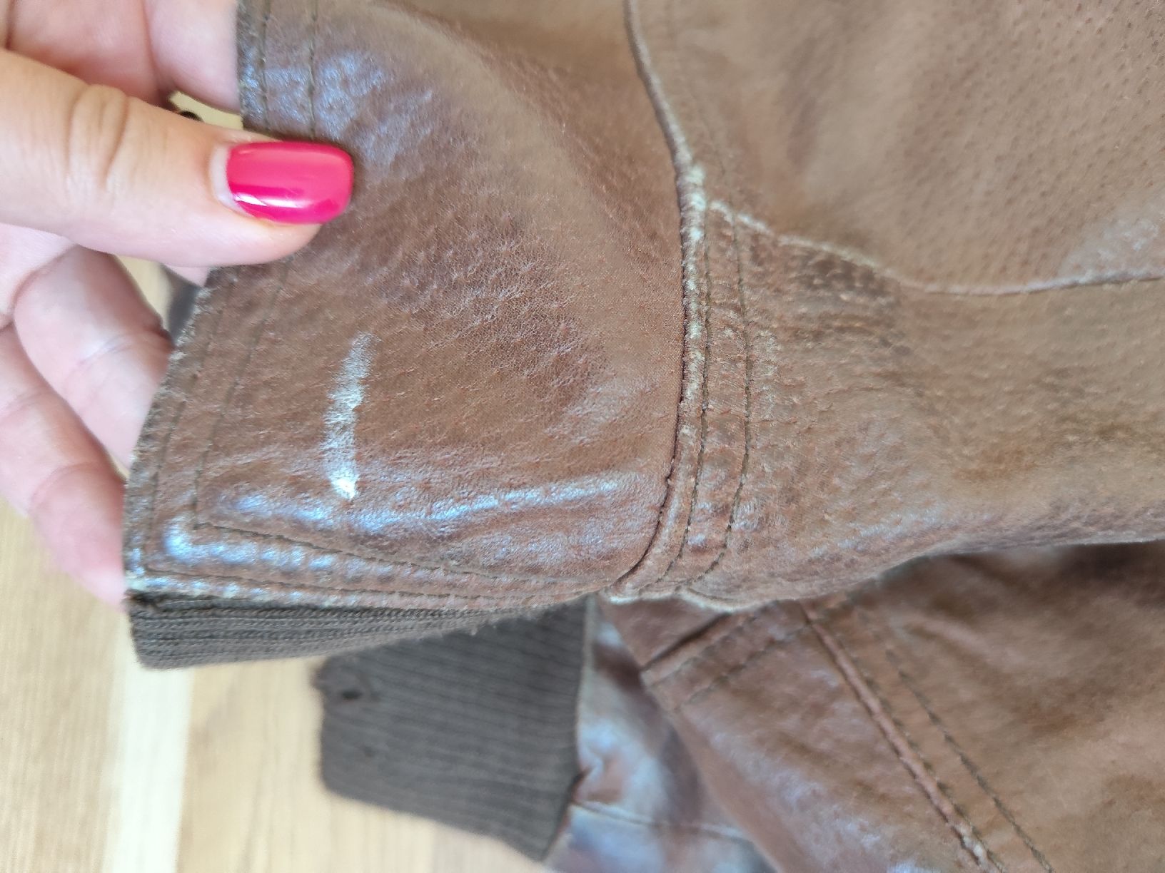 Only Giacche: DEFEKT Brown Leather Jacket "Only"  – Difettoso da Mägenwil venduto da VintageGirly 5