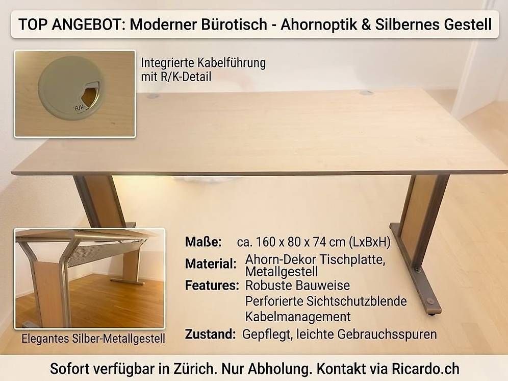 Scrivanie: TOP ANGEBOT: Moderner Bürotisch mit Kabelmanagement – Usato da Zürich venduto da donnasdistelfink 4