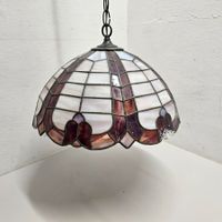 Tiffanylampenschirm, violett-weiss, Handarbeit, Vintage!