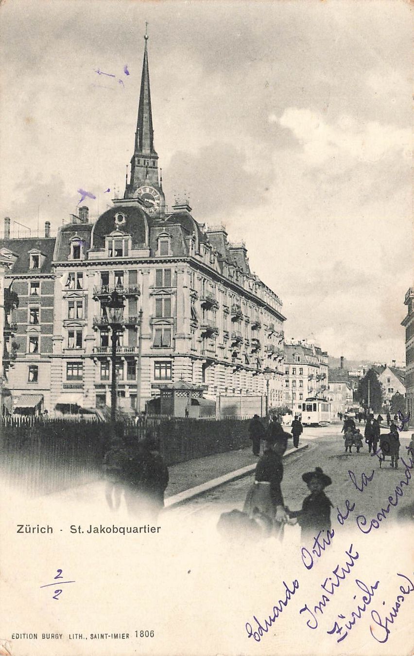 Cartoline postali: Zurich St. Jakobquartier – Usato da Biasca venduto da Blenio71