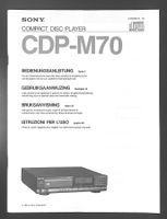 SONY DCP-M70 Compact Disc Player Bedienungsanleitung © 1987
