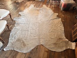 Rinderfell de Luxe Creme-Silber XXL