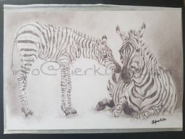 Kunstdruck Zebra mit Fohlen