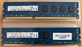 2 Stück Hynix 4GB 2Rx8 PC3-12800U-11-12-B1