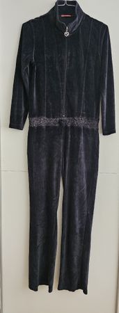 BELDONA Jumpsuit Velours schwarz Grösse L mit Strass
