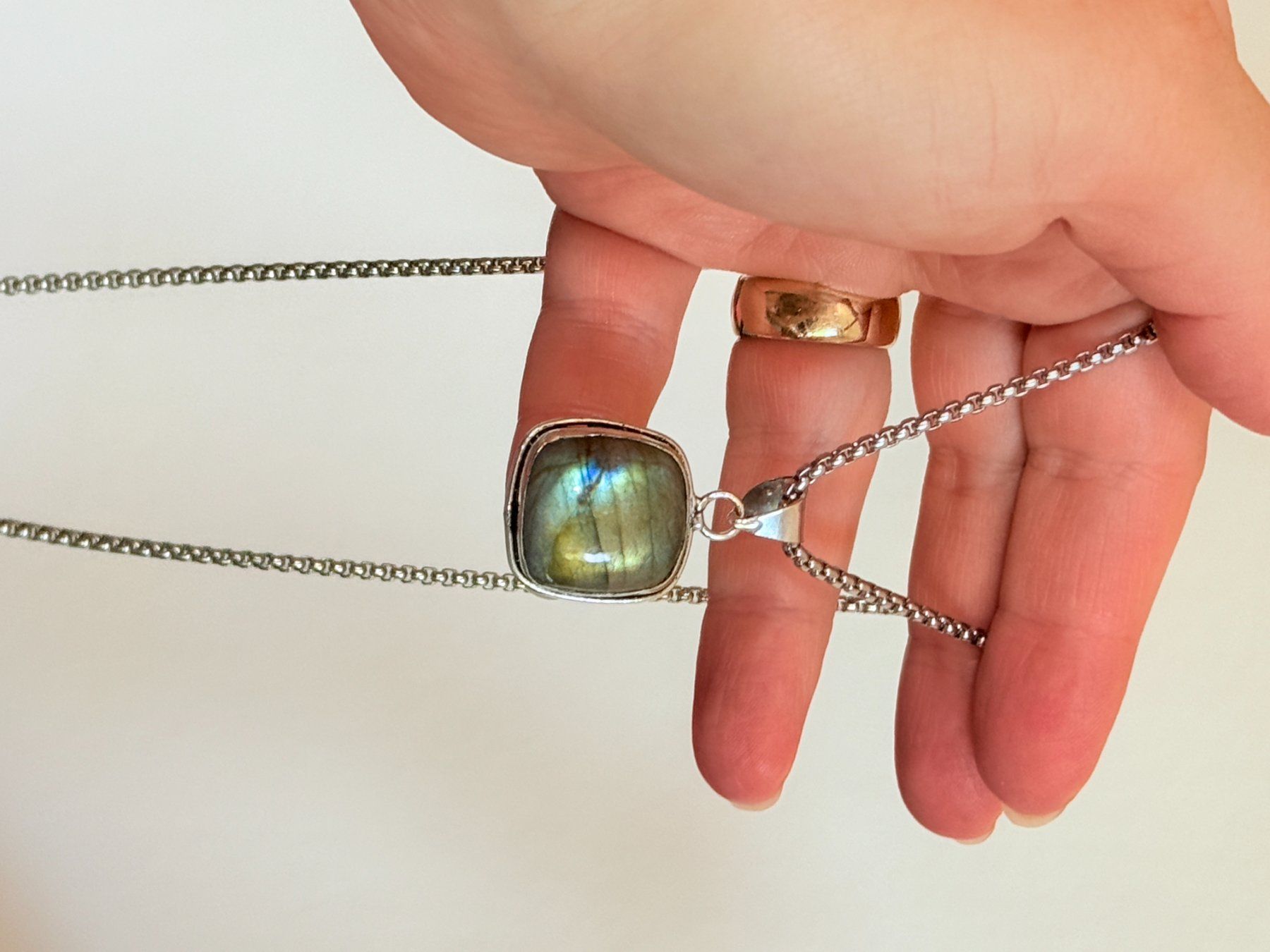 Catenine: Pendentif Labradorite authentique, bijou unique, cadeau – Nuovo e nell'imballaggio originale da Genève venduto da AWWA 8