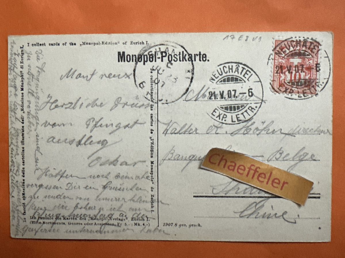Cartoline postali: 1907 Montreux - Territet – Usato da Zürich venduto da Chaeffeler 1