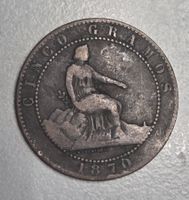 Münze 5 Centimos 1870 Spanien