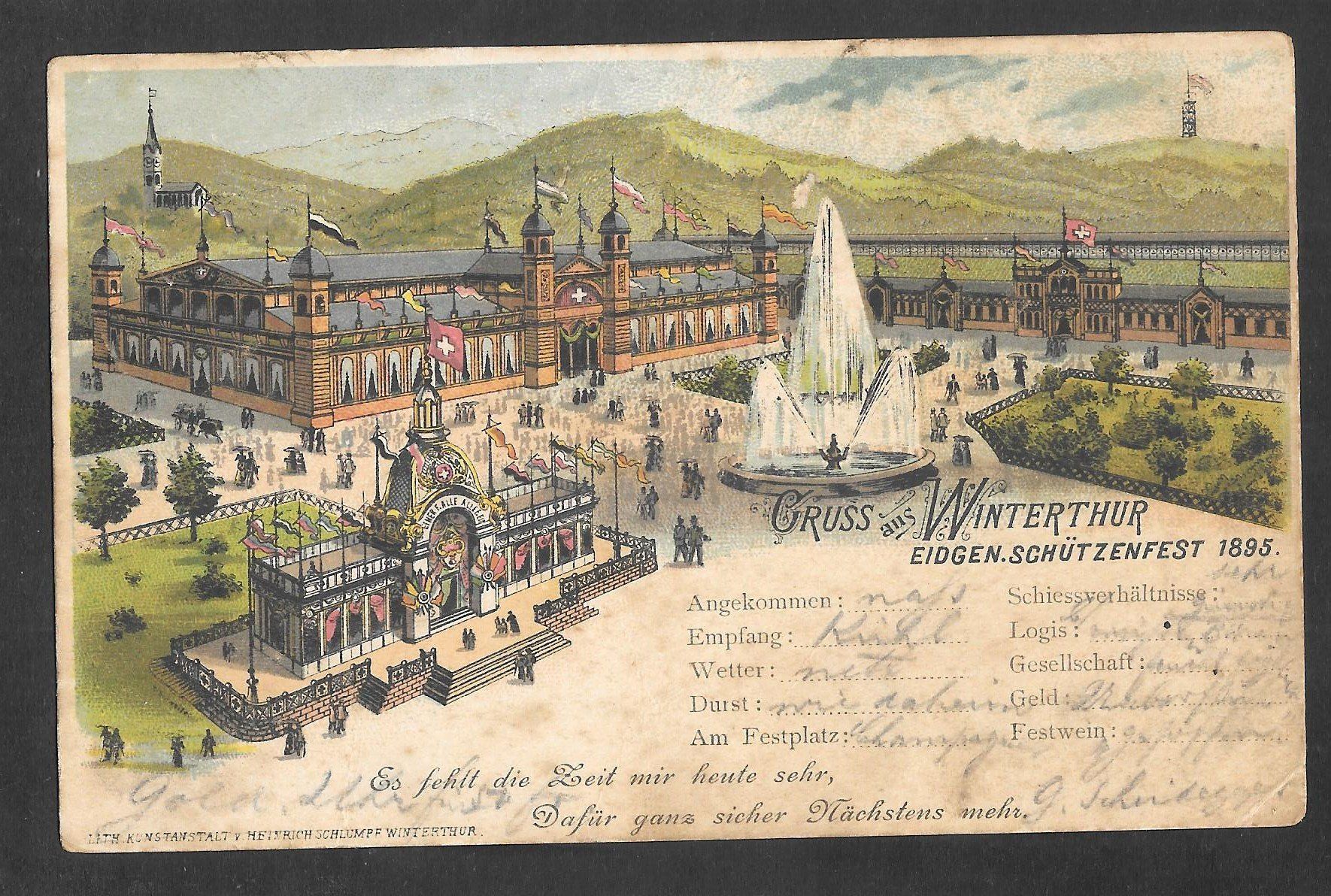 Cartoline postali: Winterthur Eidgenössisches Schützenfest 1895 – Usato da Olten venduto da clotaldi