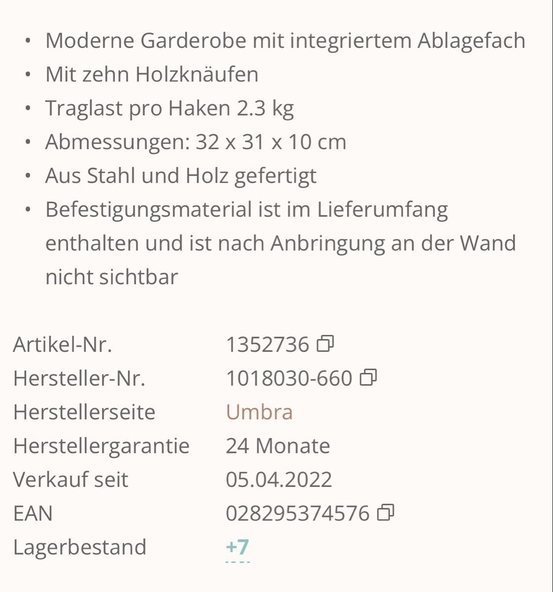 Porte manteau: Wandgarderobe – Neuf avec emballage d'origine à Basel par Mirejus 3