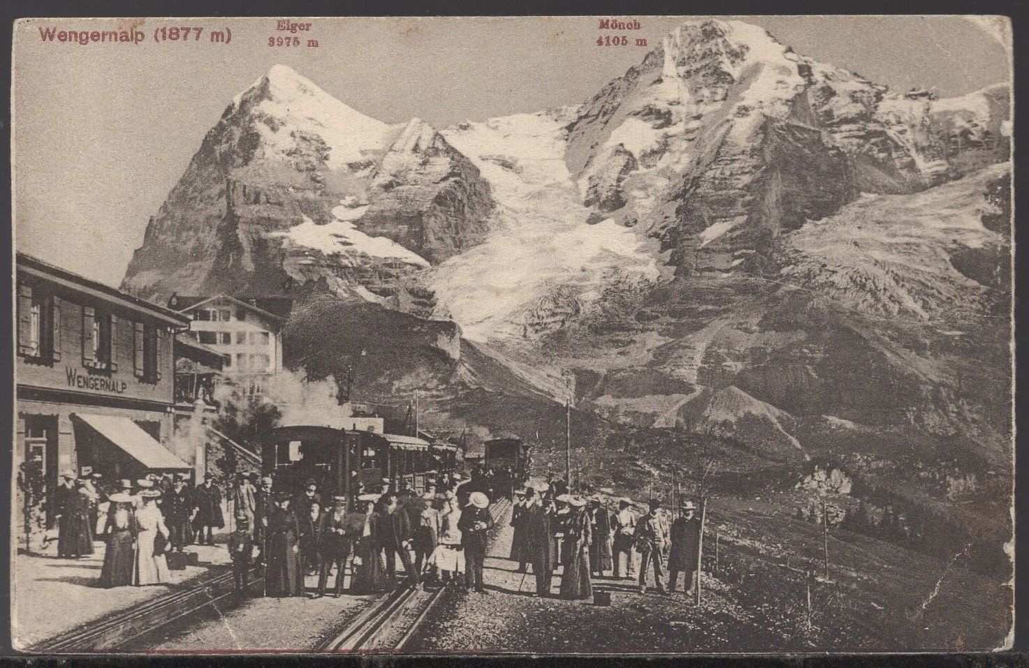 Ansichtskarten: Wengernalp  – Station mit Eiger und Mönch – Gebraucht aus Aarau von kufi44