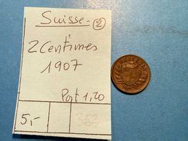 SUISSE : 2 CENTIMES 1907