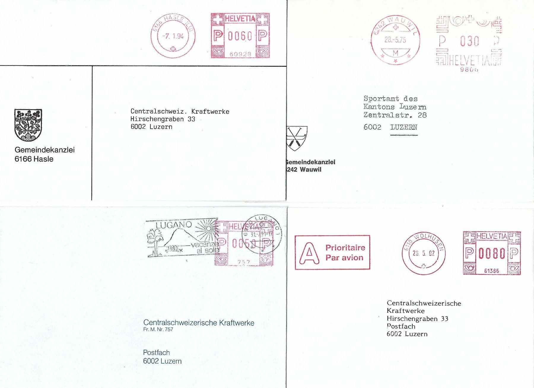 Tutti i francobolli: 8 Belege mit Freistempel qj – Usato da Aarau venduto da fussball-fussball