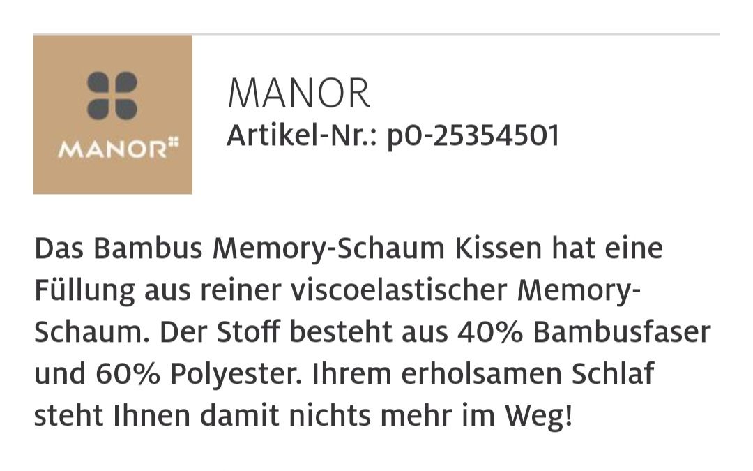 Cuscini: Kissen Bamboo 40x60 – Nuovo e nell'imballaggio originale da Winterthur venduto da Nenya1 2