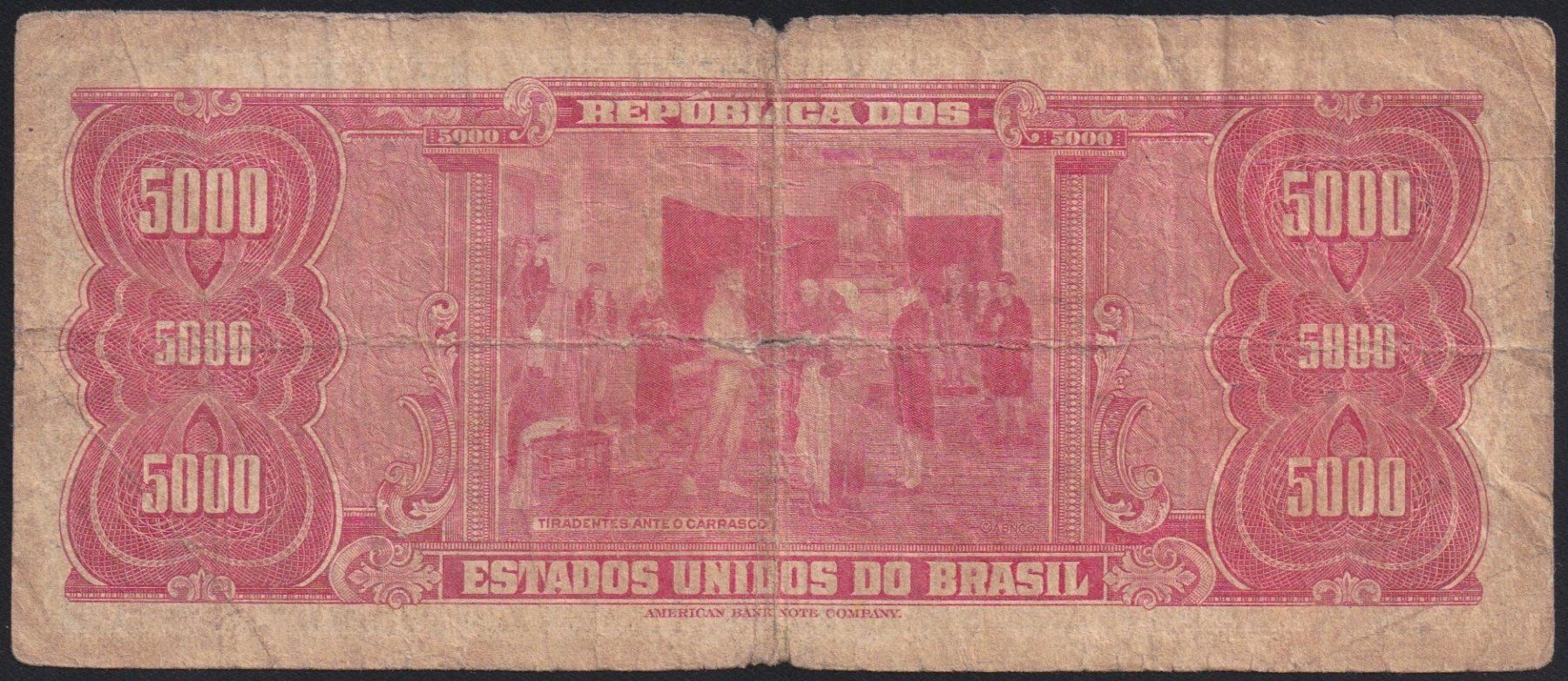 Banknoten: Brasilien 5000 Cruzeiros 1964 – Gebraucht aus Brugg AG von banknoten_muesli 1
