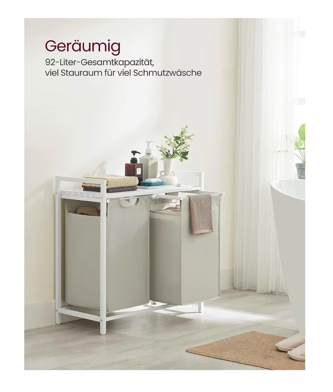 Cesti per biancheria: Wäschekorb mit Ablage, 2 Fächer, grau, praktisch & schön – Usato da Fieschertal venduto da vol_6n9b 2