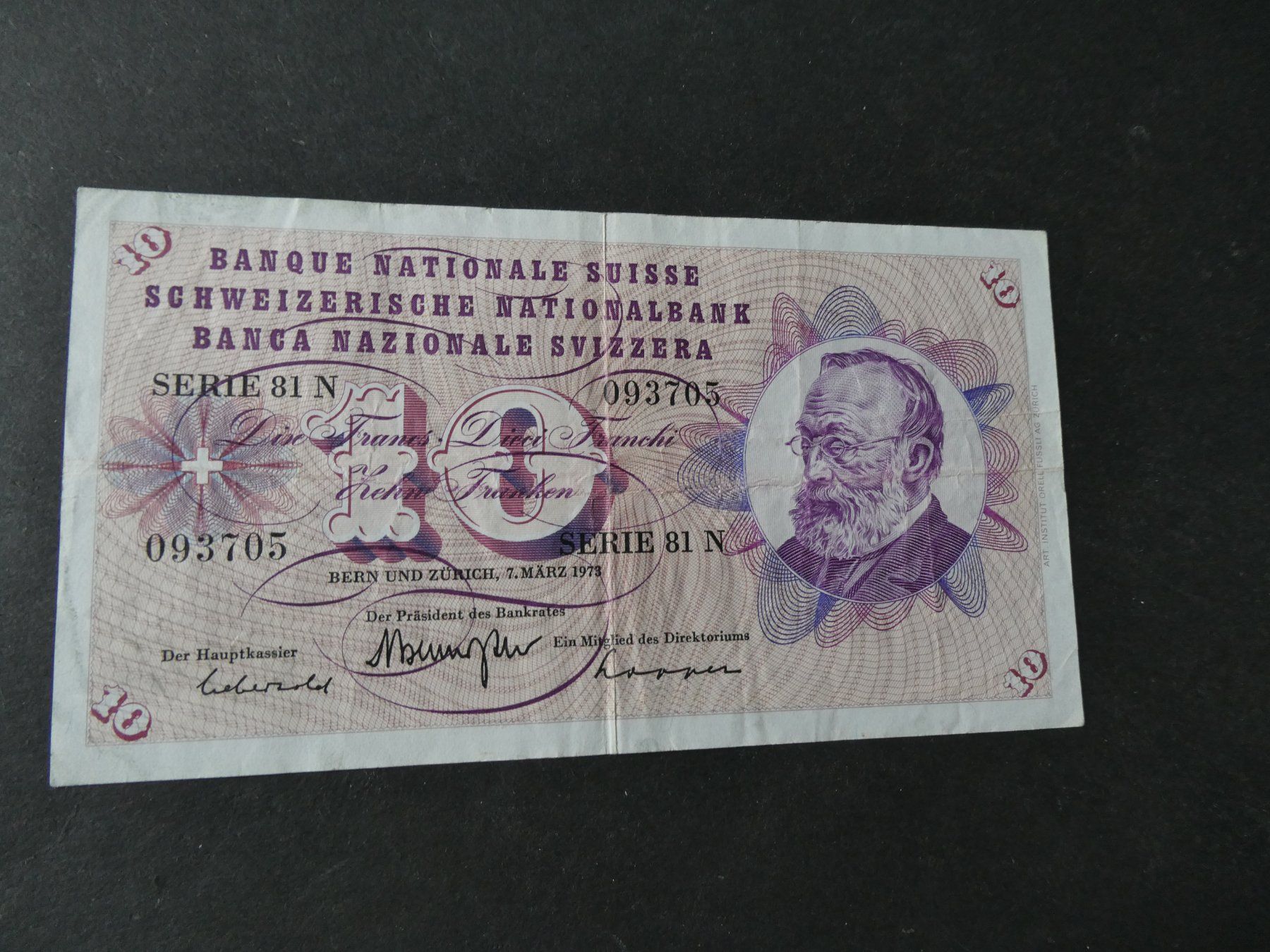Billets de banque: Schweiz 1973, 10 Franken – D'occasion à Hinterforst par rohusri