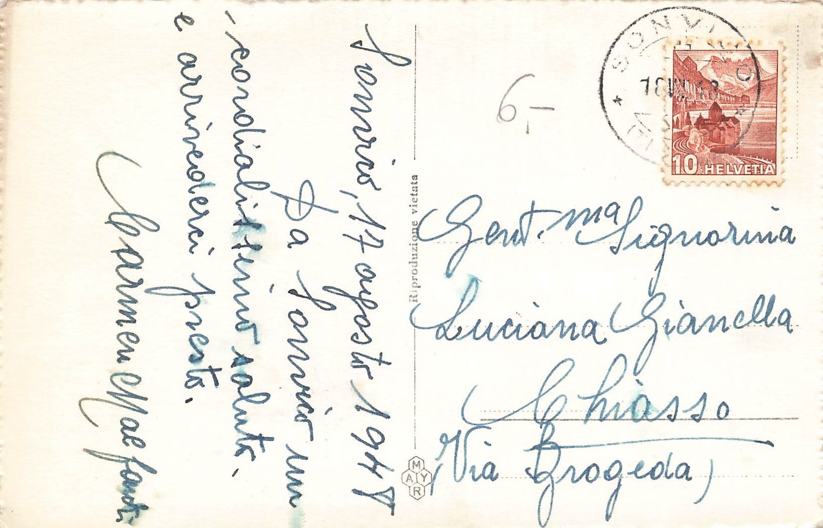 Ansichtskarten: Sonvico TI Denti della Vecchia Panorama – Gebraucht aus Biasca von Blenio71 1