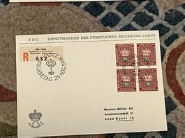 1 Erstagsbrief LI Einschreiben Viererblock 1968