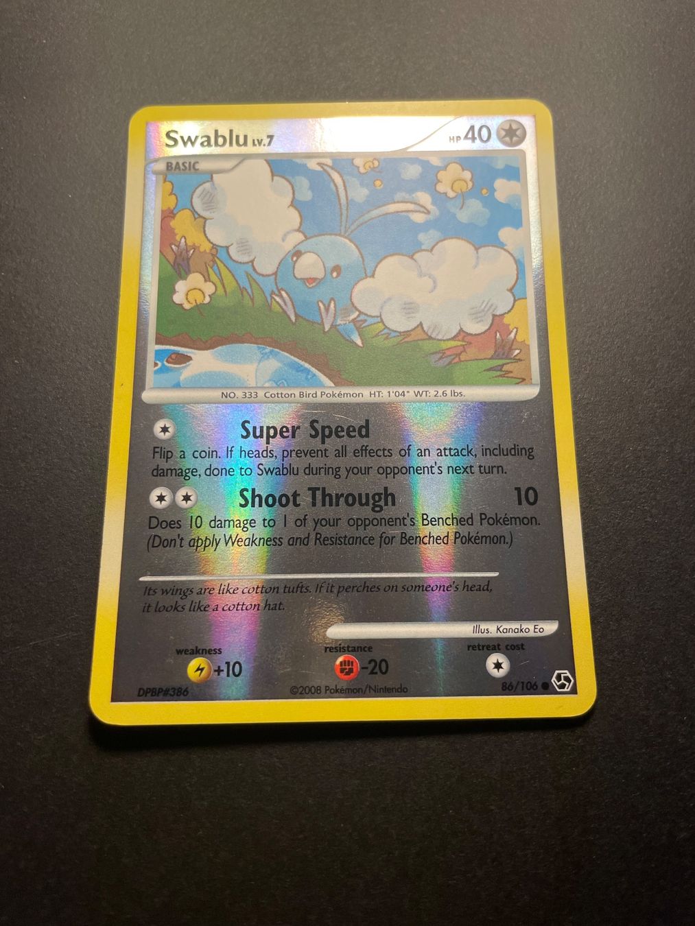 Pokémon Carte collezionabili: SWABLU REVERSE HOLO 86/106 – Usato da Zürich venduto da pokemon_cards
