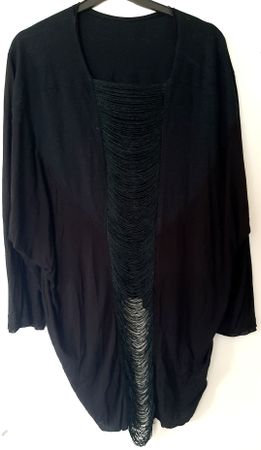 Black Fringe Back Blouse, BSB, Viscose, Size M