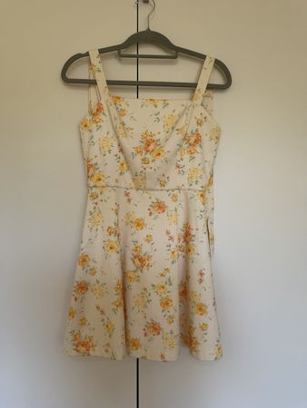 Dress Zara floral print white yellow size S