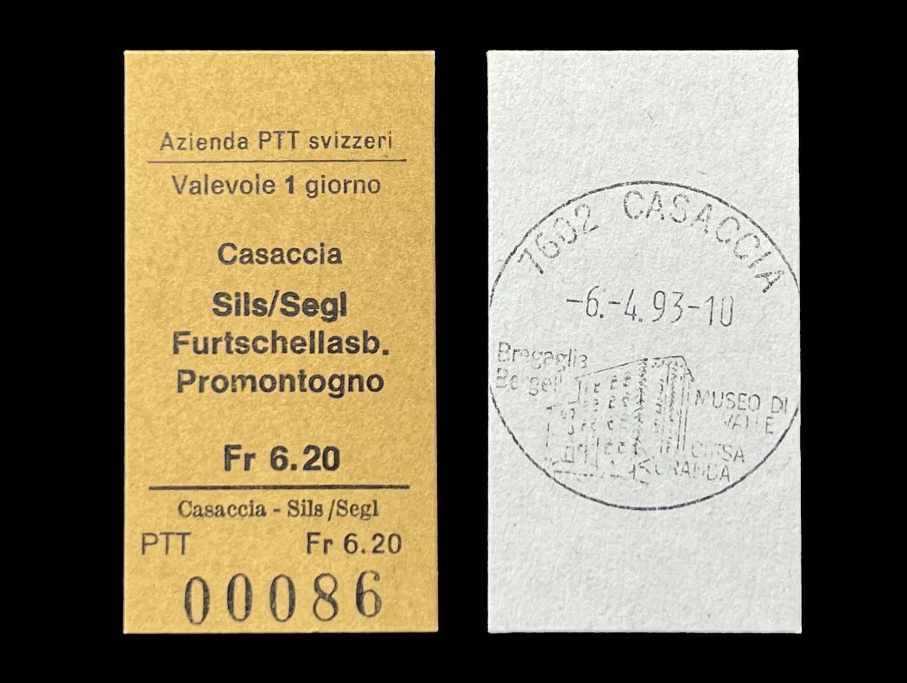 Biglietti: Casaccia Sils Promontogno Postauto Edmondsonsches Billett – Nuovo (secondo la descrizione) da Bern venduto da AWiBe