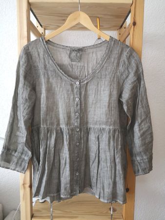 NILE elegante Bluse A-Linie/Form 100% Ramie Gr. S taupe
