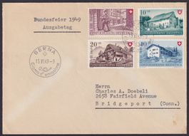 PP 1949, Satz-FDC italienisch, B42-B45, BERNA nach GB
