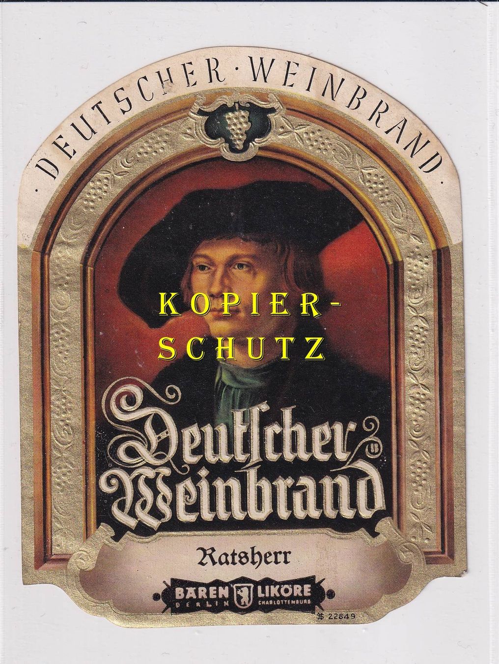 Carta: Etikette - Deutscher Weinbrand "Ratsherr" /bd – Usato da Hombrechtikon venduto da Rudolf07