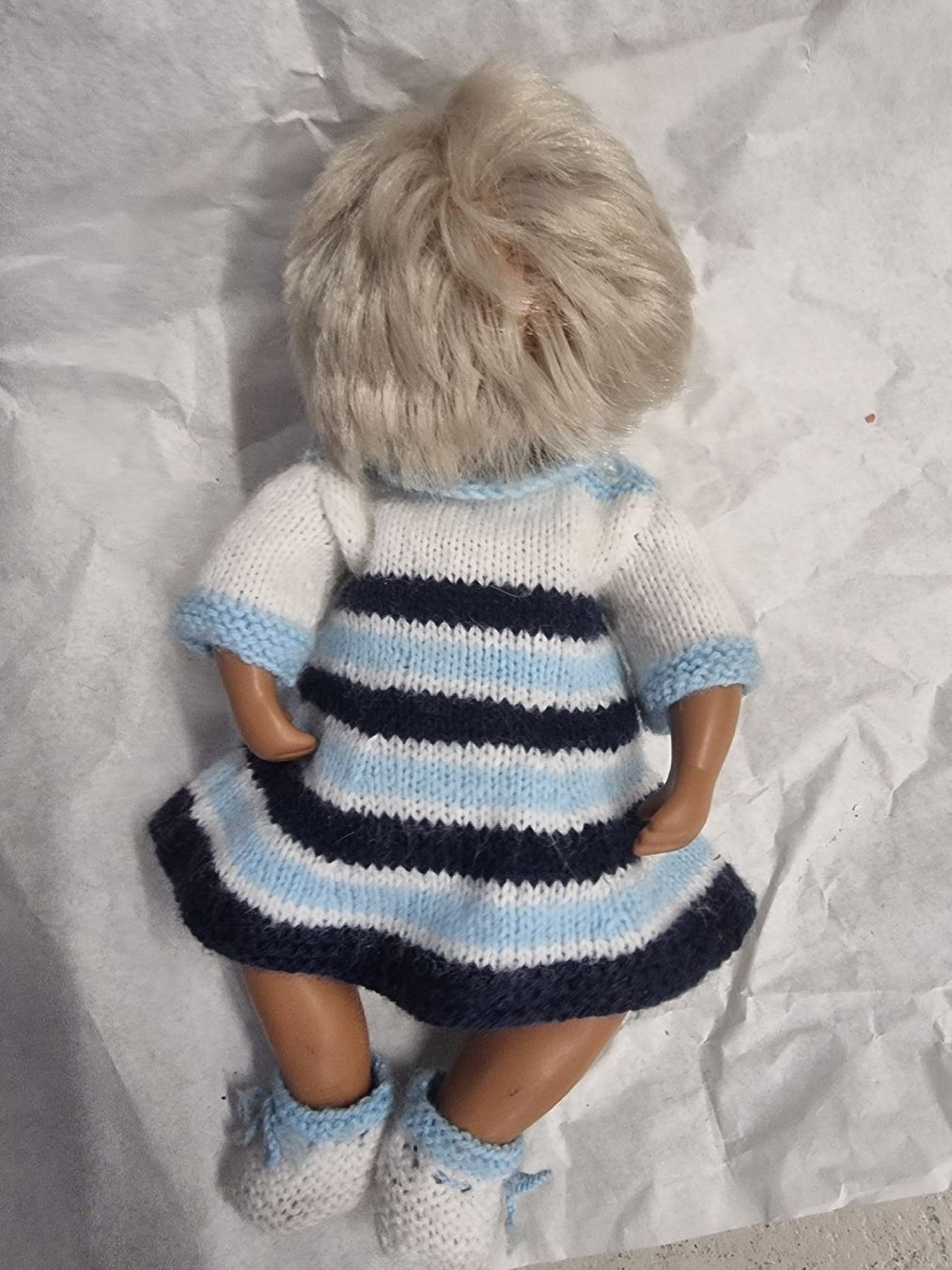 Puppen: Puppe gestreiftes Kleid mit Hausschuhe handgestrickt  – Gebraucht aus Olten von OrientDeko 4