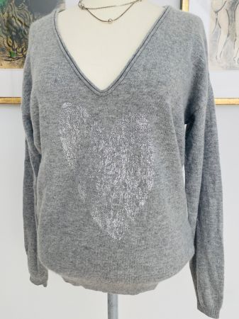Berenice Cashmere Merino Pullover mit Silber Herz