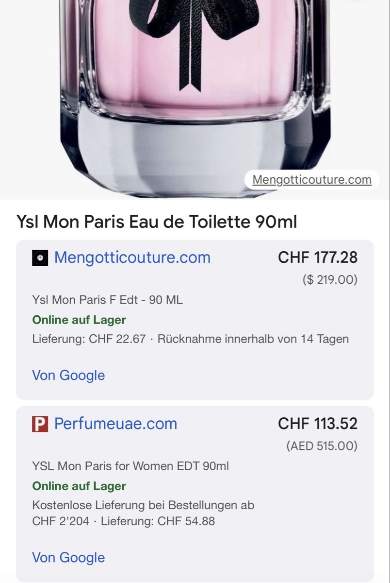 Saint Laurent Profumi & Eau de Toilette: Mon Paris Parfüm YSL – Usato da Frenkendorf venduto da helping5 5