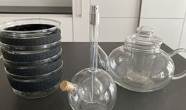 Glas-Küchenset – Teekanne, 2-in-1 Ölsprüher & 4 Bodum Schale