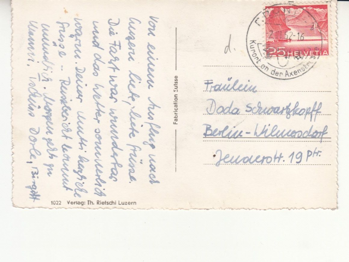 Cartoline postali: Axenstrasse 1952 – Usato da Bürglen TG venduto da StampGraf 1
