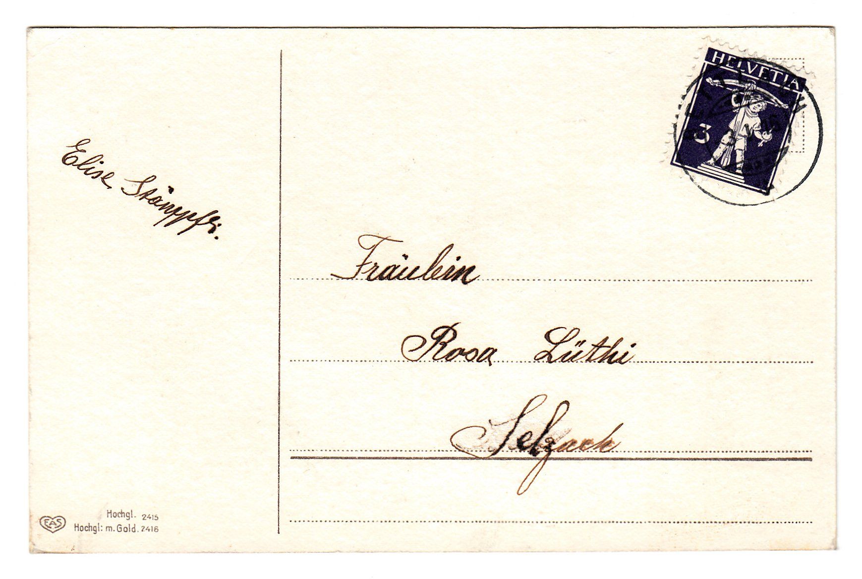 Cartoline postali: AK - Ansichtskarte - 2 kleine Chämifäger mit Schneemann – Usato da Zürich venduto da Adebar0 1